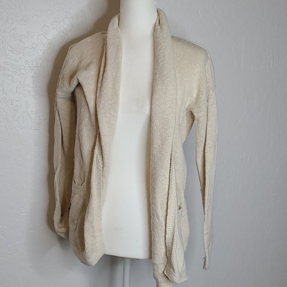Dakini cream cardigan sweater small 100% cotton